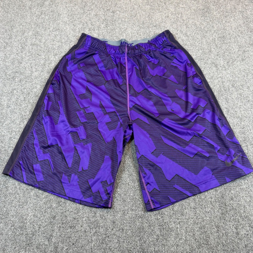 Nike Dri-FIT Basketball Shorts Purple Black Geometric Graphic Mens Medium 655427